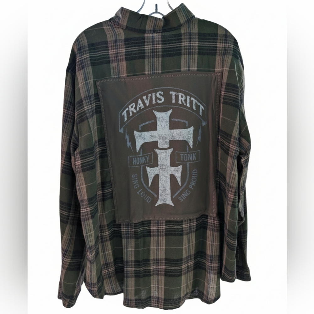 Travis Tritt PLAID Shirt Hand Crafted Upcycled